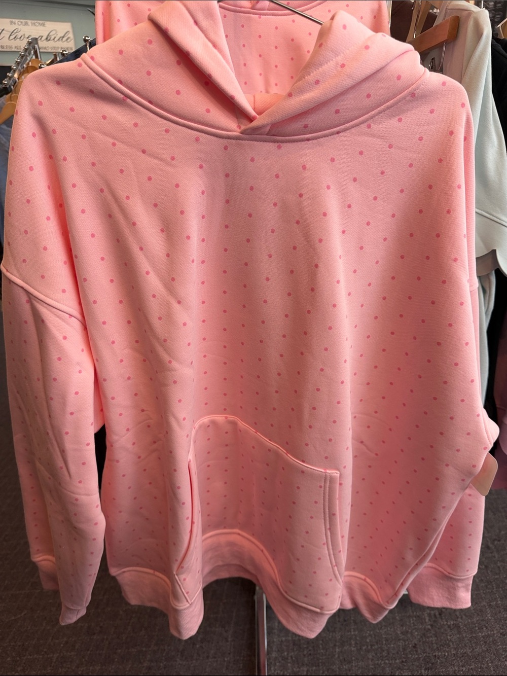 Women's Pink Polka Dot Hooded Sweatshirt
